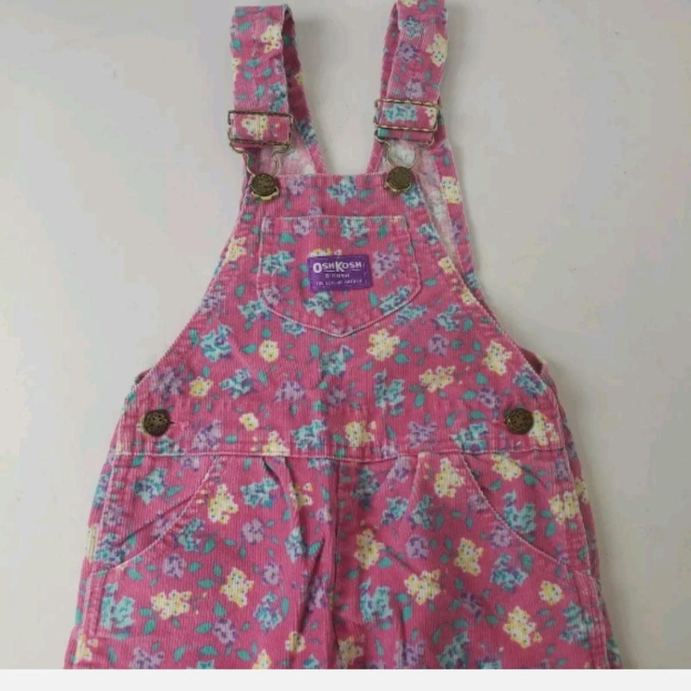Vintage Oshkosh B'gosh Floral Overalls Corduroy - Picture 2 of 10